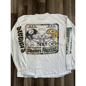 Vintage 2011 Steelers Vs Packers Long Sleeve T-Shirt White Large 21x25